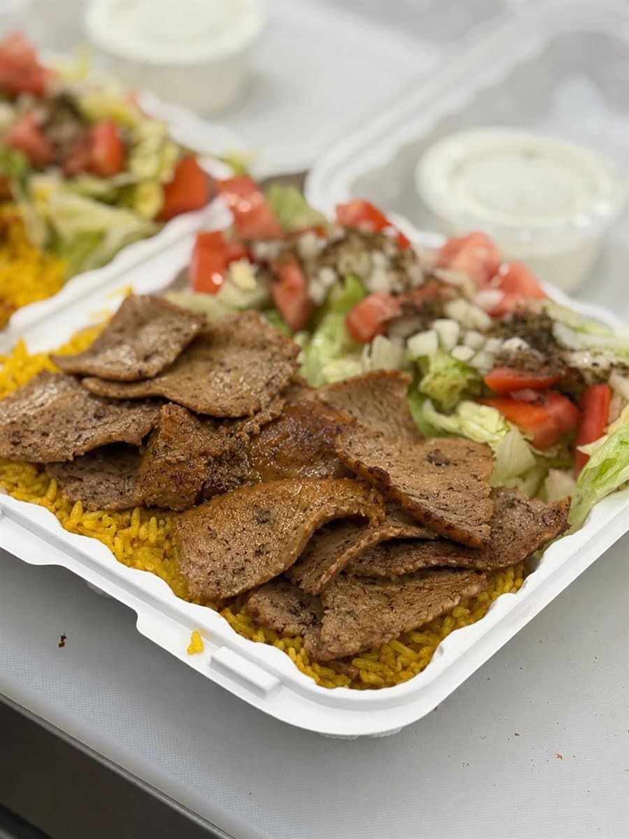 Beef & Lamb Gyro Over Rice at Gyro Shop Dining