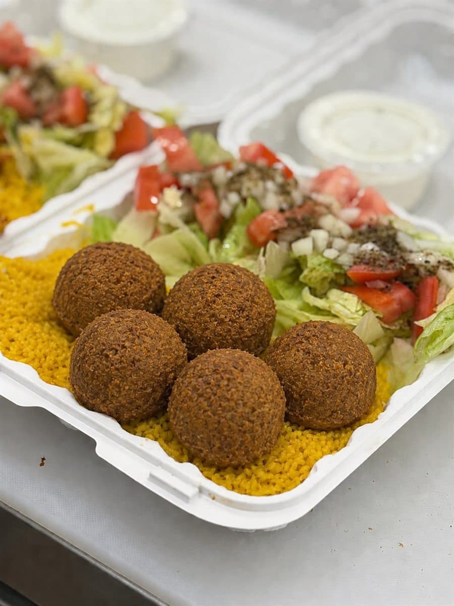 Falafel Over Rice at Gyro Shop Dining